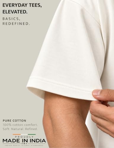 Image of Oversized T-Shirt for Men, 240 GSM Pure Cotton, Round Neck