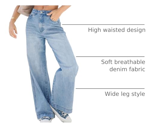 EMMIOL Baggy Boyfriend Jeans Dark Wash Vintage Pants Women's Y2K Street Fashion Wide Leg Denim Pants