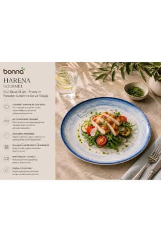 Bonna Harena Gourmet Düz Tabak, 21 cm, Porselen, İç Mekan Kullanımı