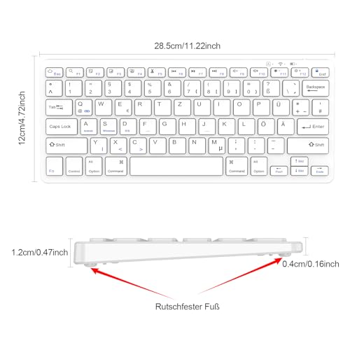 TQQ Kabellose Bluetooth Tastatur, Deutsches Layout QWERTZ, Ultraslim Ergonomisches Design… – Ansicht 5