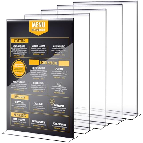 Motiskyy 4 Pcs 11 x 17" Clear Acrylic Sign Holder Vertical Table Tent Photo Frame Sign Menu Display Stand for Tabletops Reception Areas Restaurants Office Home