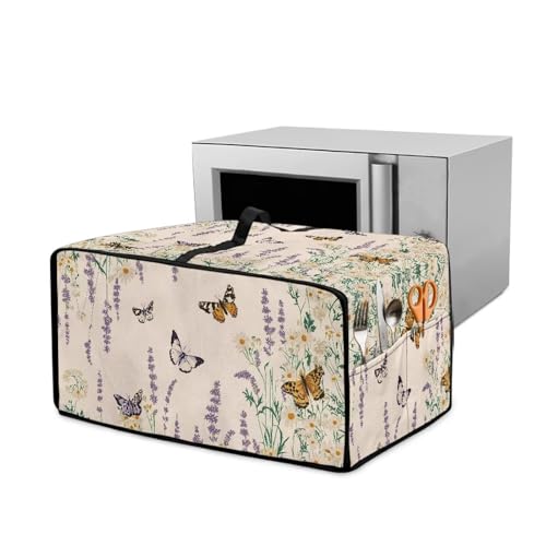 Wanyint Funda para horno tostador tamaño M (52 cm de ancho) - Tela decorativa para mini hornos, accesorios de cocina elegantes para el hogar, mariposa floral beige