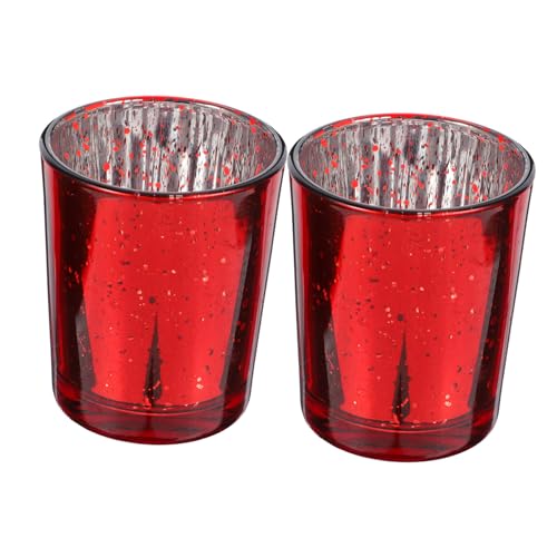 Cabilock 2pezzi Portacandele Vetro Rosso Per Tealight Decorazioni Chic Per Centrotavola e Feste Per Calde e Romantiche
