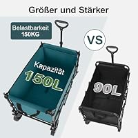 Sekey XXL Bollerwagen Faltbar Kinder S4018 150L 150KG, Handwagen mit Dach – Ansicht 7
