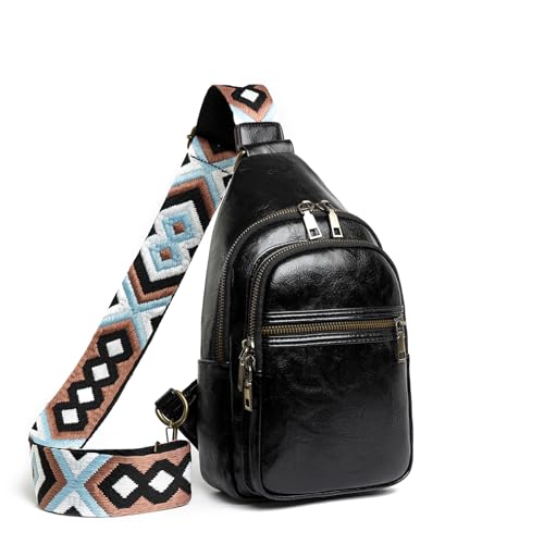 Small Sling Bag for Women Backpack Crossbody Fanny Pack, Chest Bag with Adjustable Strap, Waist Pack for Traveling Black