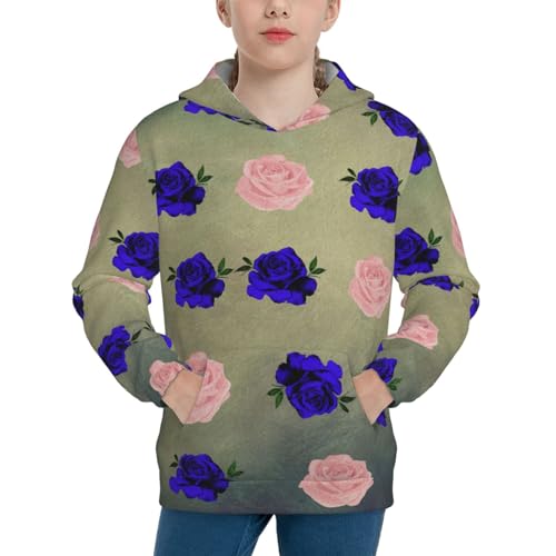 Vintage Rose Boy, Girls Sports Shirt Youth Pullover Fashion Hooded Sweatshirt3