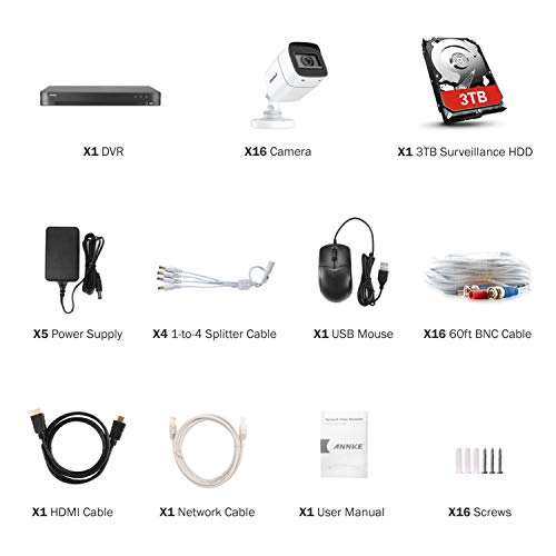 ANNKE 4K CCTV Camera System Outdoor,16-Channel Security DVR Recorder with 3TB HDD, 16PCS 8MP(3840x2160) Ultra… - Image 10