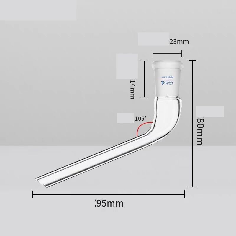 Morbio in vetro borosilicato ad alto contenuto, Adattatore for vetro da distillazione congiunto Tubo dritto in borosilicato con curvatura a 105 gradi 4 dimensioni Articoli da laboratorio(Joint 14-23)
