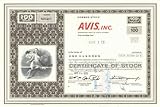Avis, Inc - 1970's dated Car Rental Company Stock Certificate - Owner of Zipcar and Budget Rental - Wrinkling in the Paper