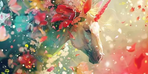 Diamond painting adulte animaux cheval 50x100cm : kit peinture diamant 5D et broderie point de croix