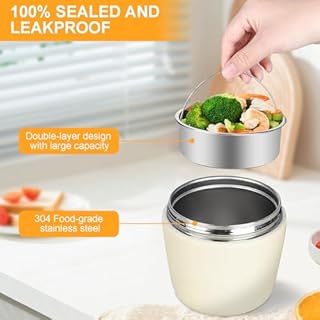 Thermos per Alimenti Caldi1500ml, Contenitore Termico per Alimenti con Cucchiaio Pieghevole, Lunch Box Termico in Acciaio Inossidabile, Porta Pranzo Termicos per Zuppa, Porridge, Riso, Verde