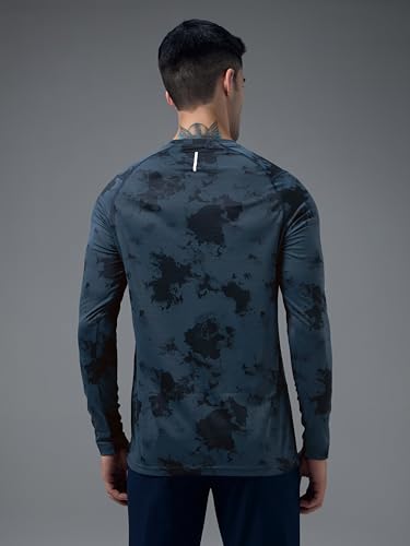 Image of TECHNOSPORT Men's Slim Fit All Over Print Jacquard Crew Neck Full Sleeve T-Shirt, Quick Dry Activewear Tee with UPF 50+ Sun Protection for Gym, Running, Sports & Everyday Wear