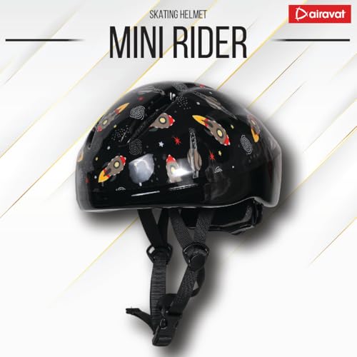 Image of Airavat 7511 Mini Rider Kids Cycling & Skating Helmet, Aerodynamic Shape, Size Adjustable with Quick Release Buckle (Black)