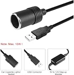Convertisseur de Puissance USB A Mâle vers Prise Allume-Cigare 12V Femelle Convertisseur USB vers Allume-Cigare