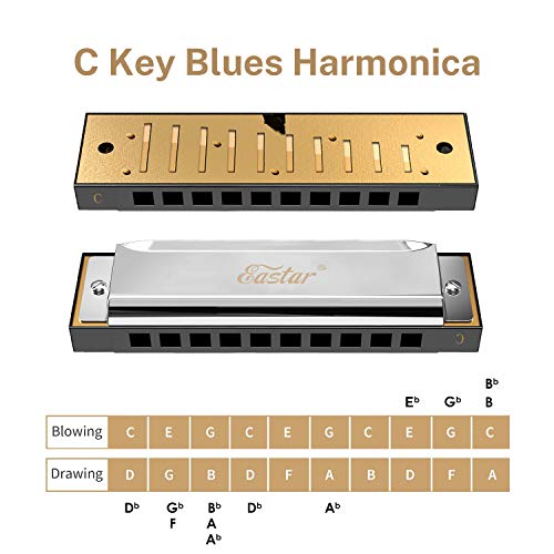 Eastar Major Blues Harmonica Sets 7 Keys Diatonic Harmonica In Key Of C D E F G A Bb For Adults Beginners Students Kids 7-Pack With Carrying Case & Cleaning Cloth thumb #1