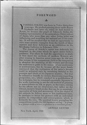 Photo: Forward,Arnold Genthe,Japanes Artist,Yoshida Sekido,1928-1942