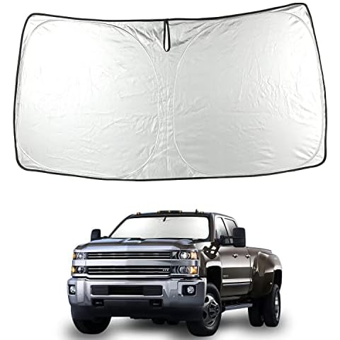 ROCCS Foldable Windshield Sunshade fit for 2019 2020 2021 2022 2023 2024 2025 GMC Sierra 1500 2500 3500 SLT AT4 Denali,Front Window Sun Shade Shield Cover UV Ray Reflector Sun Visor Cover
