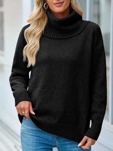 Saodimallsu Womens Turtleneck Sweaters Long Sleeve Casual Soft Knit Loose Fit Basic Fall Pullover Sweater Tops2