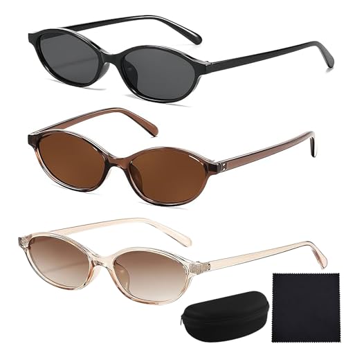 Catálogo de Gafas y accesorios para Mujer - 5 favoritos. 45 3 Piezas lentes de sol ovalados mujer,Gafas de Sol Mujer Retro Moda,Gafas de Sol Retro Ojo de Gato, Gafas Estrechas Ligeras de los 90 Lentes, Adecuado para conducir, viajar y...