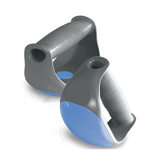 VANCIC Rotating Push Up Stands Grips Gray Blue Swivel Push Up Trainer Non Slip Bar Design Rotation and Stationary (Two in One) Perfect for Men & Women, Fitness Workouts, P90X and Crossfit