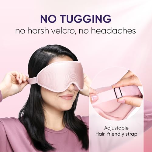 Image of Frido 3D Eye Mask for Men & Women | 100% Blackout Sleep Mask | Zero Pressure Memory Foam for Eyelids & Lashes | Adjustable Straps for Travel & Meditation | Soft Comfortable Night Eye Cover - Pink