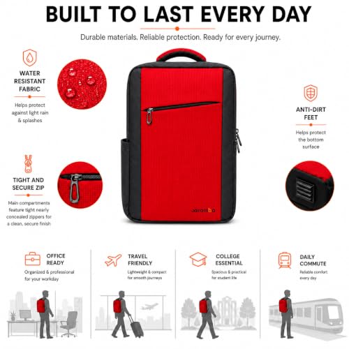 Image of CARAMBA CARRYMATE 26.5L Overnighter Laptop Backpack | Water Resistant Travel Bag with 15.6 inch Padded Laptop Sleeve, Trolley Strap & Dual Compartments for Office, Business, College Men & Women