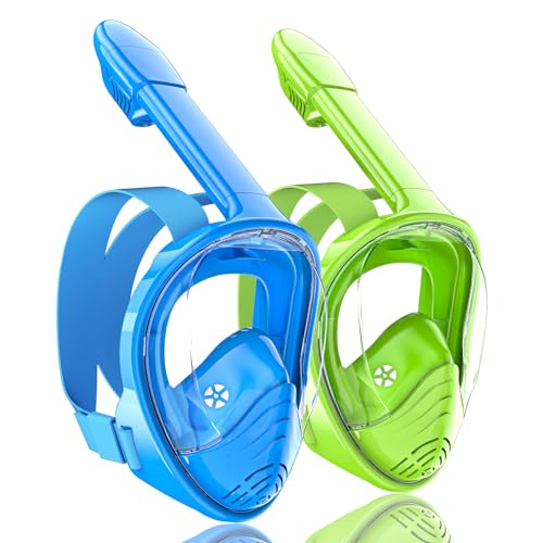 Image of QingSong Kids Snorkel Mask Full Face, Snorkeling Set with Camera Mount, 180 Degree Panoramic View Snorkeling Gear Anti-Fog Anti-Leak