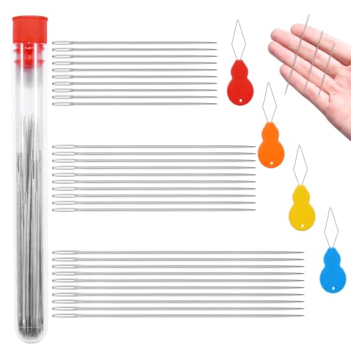 30 PCS 3 Assorted Sizes Large Eye Needles for Hand