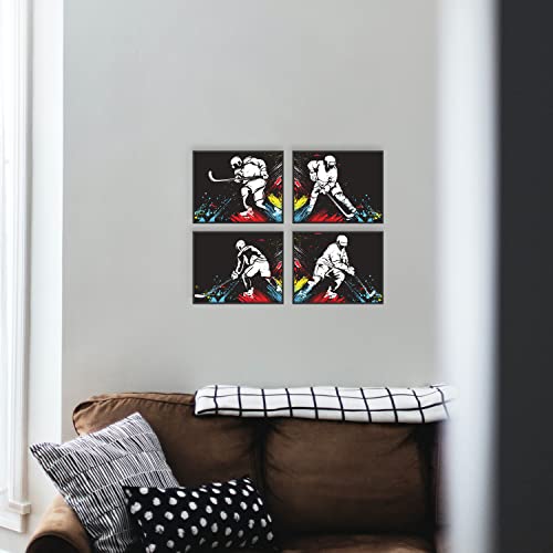 Hockey Wall Art Prints - Set Of 4 (8X10) Unframed Hockey Posters - Hockey Room Decor For Men Kids Teenagers - Hockey Poster Set For Bedroom Man Cave - Hockey Wall Decor - Hockey Boys Bedroom Decor - Girls Dorm Room #TOP2