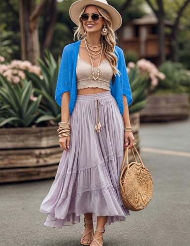 Image of BB&KK Womens Crochet Shrug Summer Cardigans Hollow-Out Batwing Sleeve Lightweight Open Front Bolero Sweaters