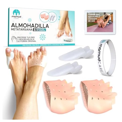 Mamud Care Almohadilla Metatarsiana, Separador Dedos Pie y Corrector de Juanetes, Apto Para Usar con Calcetines y Calzado, Libre de BPA, Hallux Valgus y Dedos Superpuestos, Video Ejercicios y Consejos