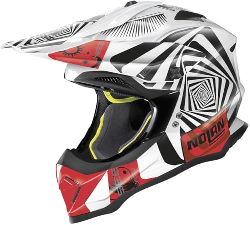 Nolan N53 Riddler Casco Motocross, bianco/rosso/nero, M (58)