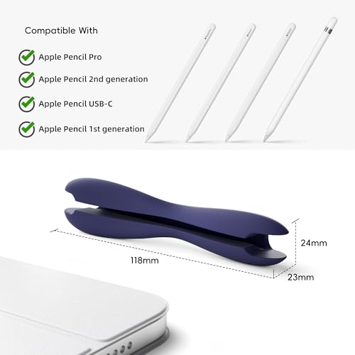 Protector Apple Pencil modelo USB-C con agarre ergonómico de silicona azul ELETIUO 2