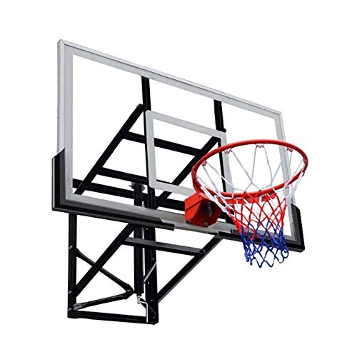 SMLZV Soporte de pared Tableros de baloncesto, con altura ajustable de vidrio templado del aro de baloncesto, de elevación de 70 cm Rango, Doble Primavera, Anillo de acero reforzado cesta, for el hoga