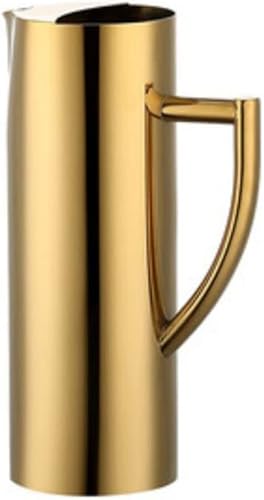 Muglio - Jarra de agua de acero inoxidable para restaurante, boca plana, jarra de bebidas de metal, 47 onzas, pulida de espejo, jarra de té dorada