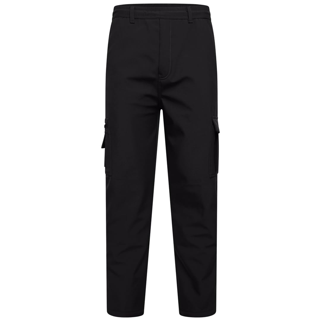 Kam Men's Black Jeanswear Soft Shell Elasticated Loose Fit Cargo Trouser - 8XL