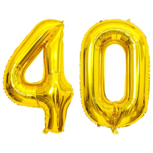 Image of Gold Number Balloons Birthday Balloons - Giant Gold Number 40 Balloon 40 inch, Numbers Balloon 10th Birthday Decorations, Gold Party Supplies for Women Men