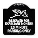 SignMission Designer Series Sign - Reserved for Expectant Mothers, 15 Minute Parking Only (with Stork & Baby Graphic) | Black & White 18" X 18" Heavy-Gauge Aluminum Architectural Sign -  A-DES-BW-1818-23200