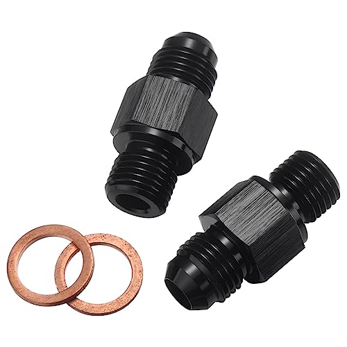 Podavelle 6AN Male Flare to 1/4 NPSM Transmission Cooler Adapter Fitting Aluminum Black Fits TH350 TH400 4L60E 700R4 200-4R TR6060 AOD 4R100 4R70W C5, Pack of 2