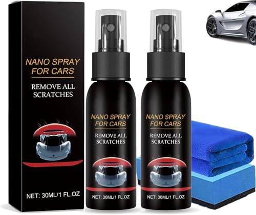 Lot De 2 Sprays Anti-Rayures Nurafix Pour Voiture – Effaceur De Rayures Pour Carrosserie Avec Éponge Et Chiffon – Agent De Revêtement À Action Rapide – Spray Nano Anti-Rayures (30 Ml X 2)