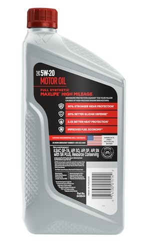Image of Valvoline Full Synthetic High Mileage with MaxLife Technology SAE 5W-20 Motor Oil 1 QT, Case of 6
