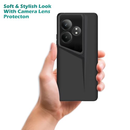 Image of Amazon Brand - Solimo Rubber Ultra-Thin Blade Runner Series Matte Finished Camera Protection Soft Back Cover for Realme GT 6 | Realme GT 6T 5G - Black