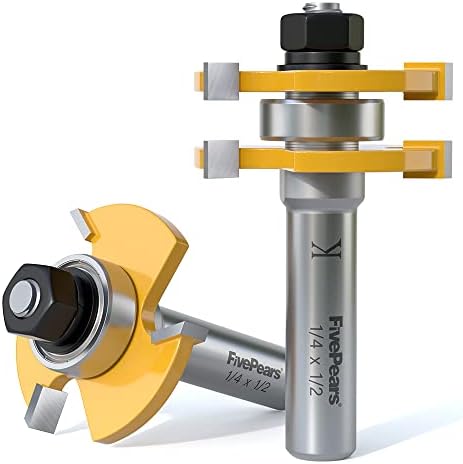 FivePears 2 Pcs of Tongue and Groove Router Bits Set(1/2’’ shank)