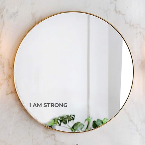 Image of I AM Strong Self-Affirmation Mirror Decal, Positive Meditation Vinyl Sticker, Motivational Wall & Mirror Sticker, Safe for Kids & Teens, Empowering Bathroom Decor for Girls - 5.5 * 23.5cm