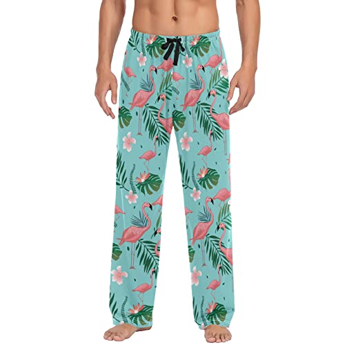 Floral Flamingo Pajama Pants Mens Lounge Pants Casual Men Pajama Bottoms with Pockets Drawstring