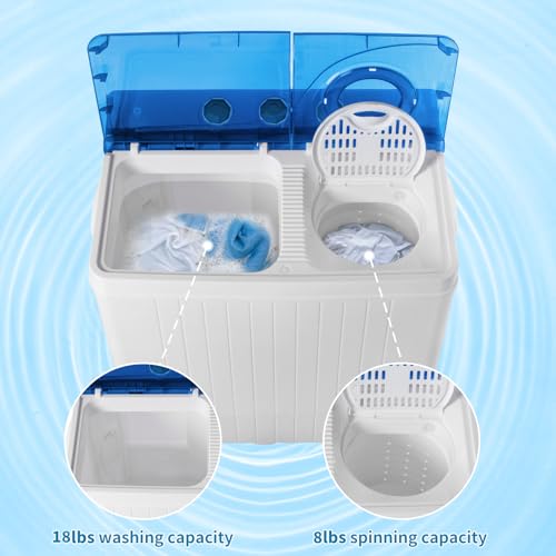 Elombr XYJ-03 26Lbs Portable Washing Machine And Dryer, Twin Tub Portable Washer Dryer Combo With Drain Pump, Semi-Automatic 18Lbs Washer Mini Laundry Machine thumb #2