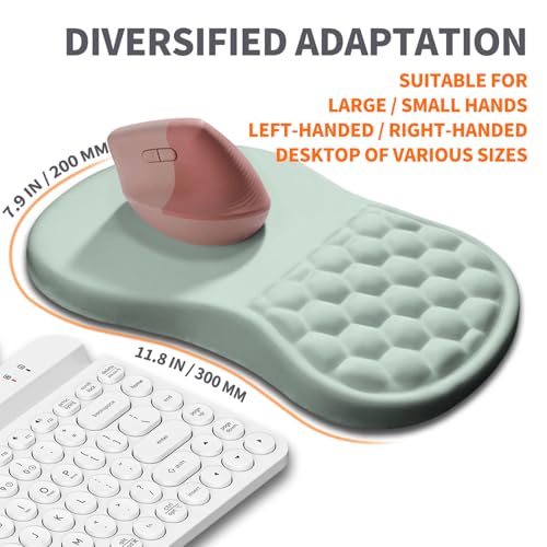 Image of Ergonomic Joint Wrist Support Mouse Pad with Memory Foam Cushion Massage Bump, Carpal Tunnel Pain Relief Mousepad Slope Design for Wrist Rest, 11.8x7.9 in, LightCyan