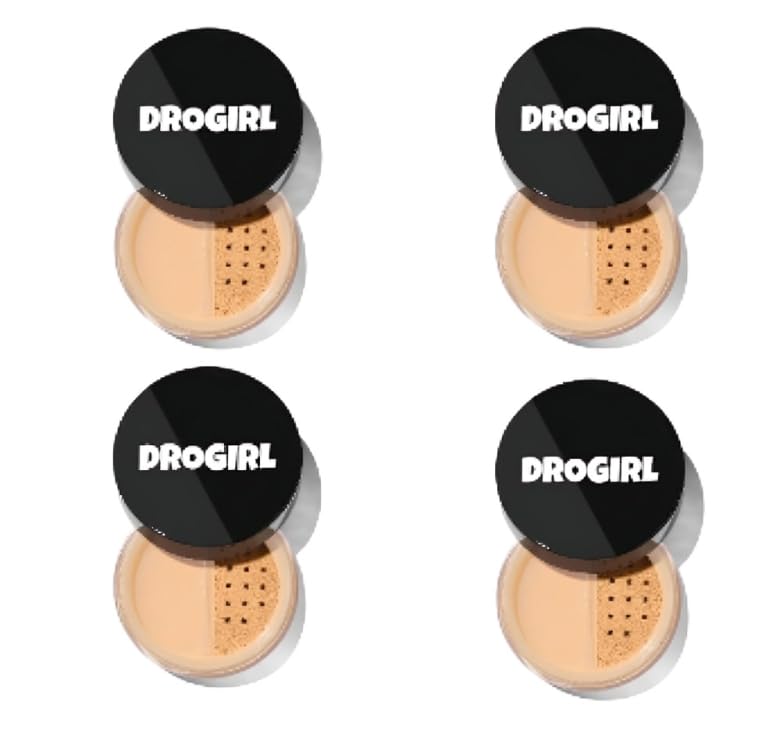 DROGIRL Loose Face Powder, Pack of 4, Oil Control Formula, Lightweight Finish, All Skin Types