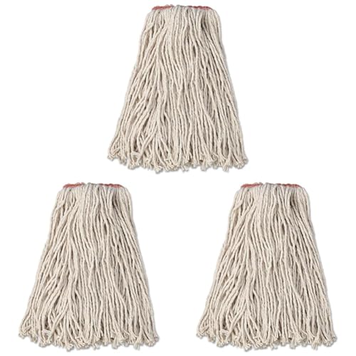Image of Rubbermaid Commercial Cut End Cotton Mop, Removes Dirt, Grease and Stains, Indoor and Outdoor Use 16 Oz.,White (Pack of 3)