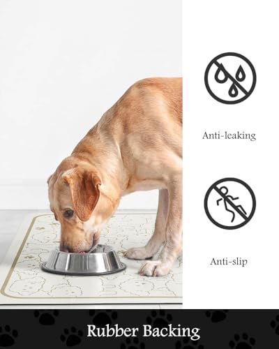 Image of Pet Feeding Mat-Absorbent Dog Mat for Food and Water Bowl-No Stains Quick Dry Water Dispenser Mat-Dog Accessories Pet Supplies-Bowl for Messy Drinkers